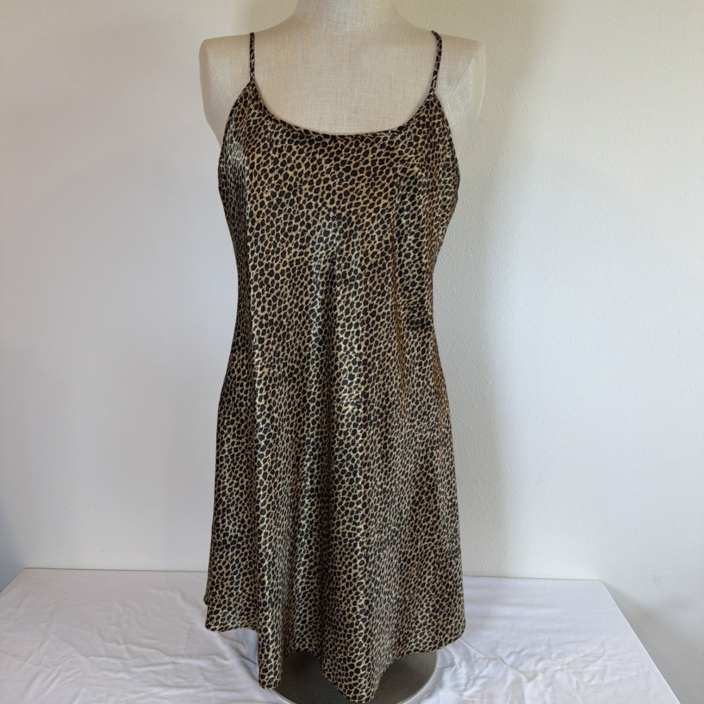 Vintage Y2K Slip Dress Nightgown Size Large Cheetah Pattern